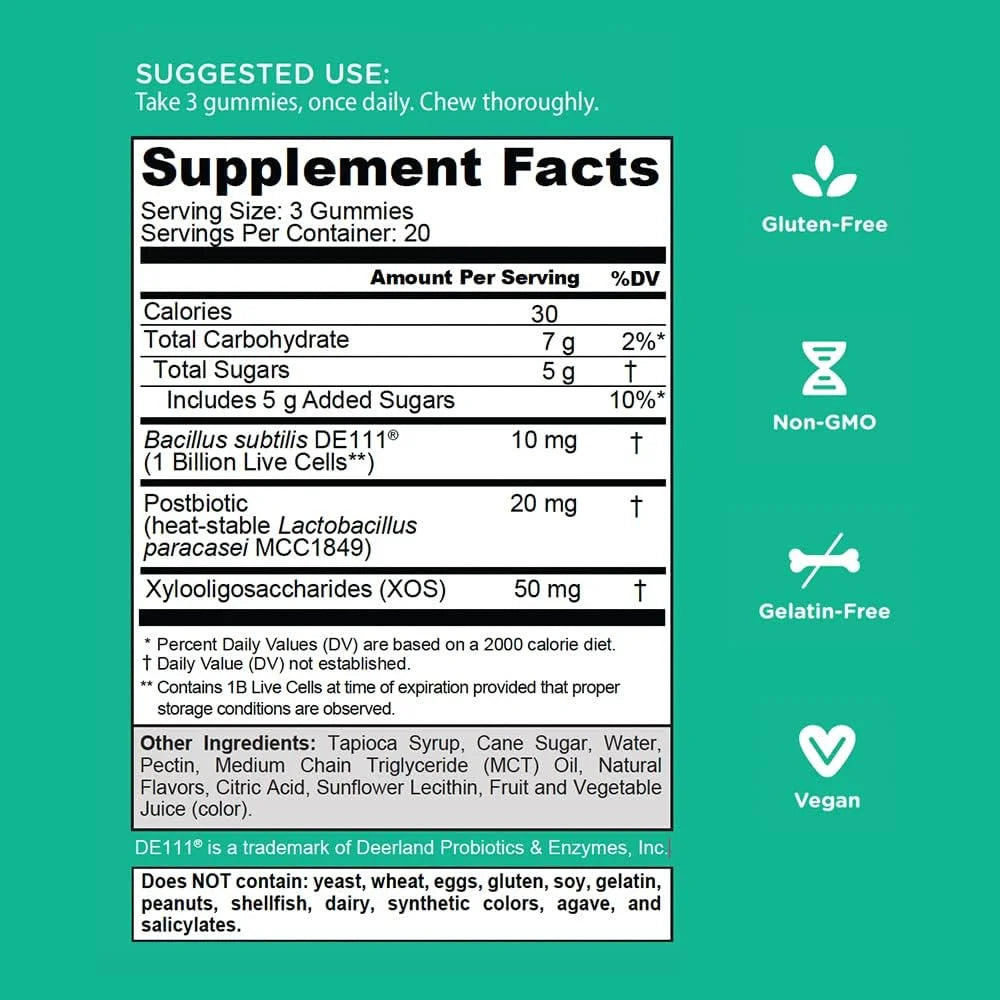 Goli Nutrition Tribiotic Gummies, Pre + Post + Probiotics, 60 Count O96449
