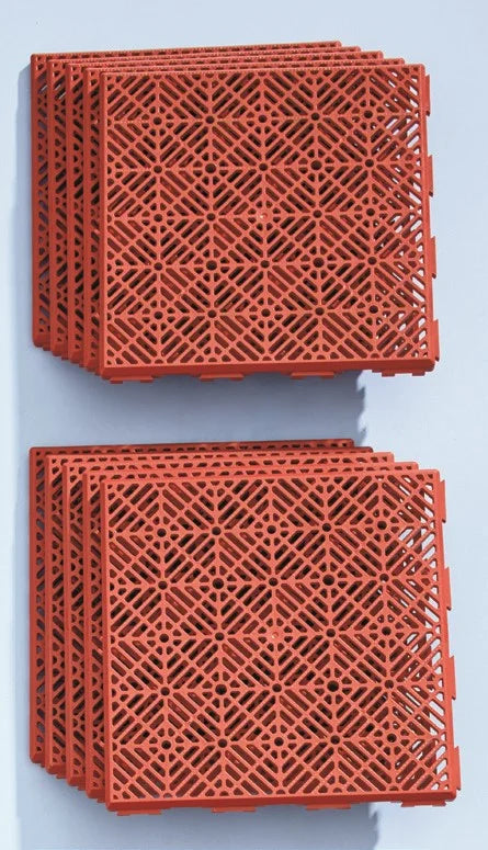 10 Interlocking Patio Walkway Tiles - Terra Cotta K4392