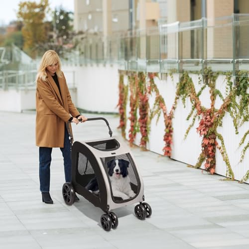 3 Wheel Dog Cat Puppy Stroller Foldable Lightweight Pet Wagon with Cup Holder S586803