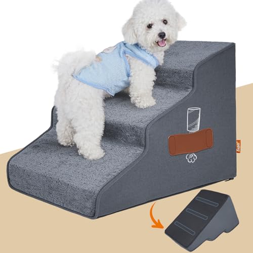 Supet Dog Stairs for Small Medium Dogs to Get on Bed, Anti-Slip Dog Ramp for Bed Couch Car, Pet Stairs Steps for Doggie Puppy Cat