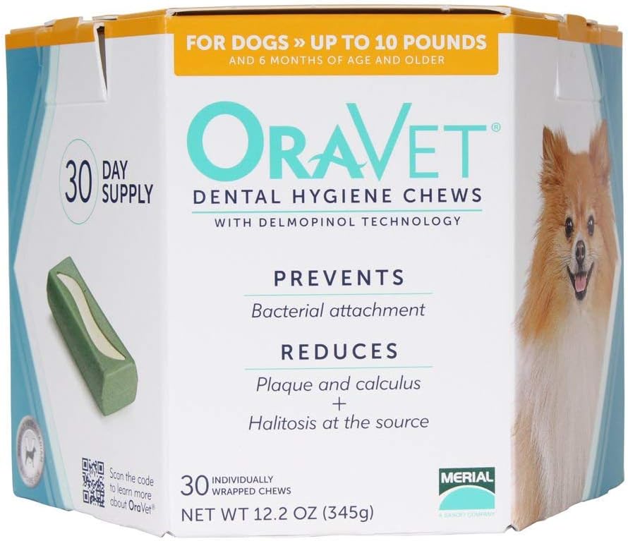 OraVet Dental Hygiene Chew for X-Small Dogs (up to 10 lbs), Dental Treats for Dogs, 30 Count