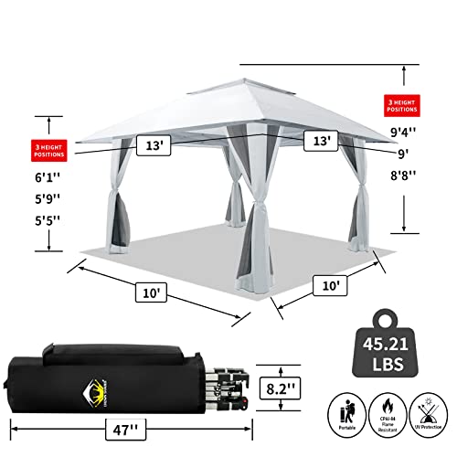 CROWN SHADES 13x13 Pop Up Gazebo with Wheeled STO-N-Go Cover Bag (Grey) N449398