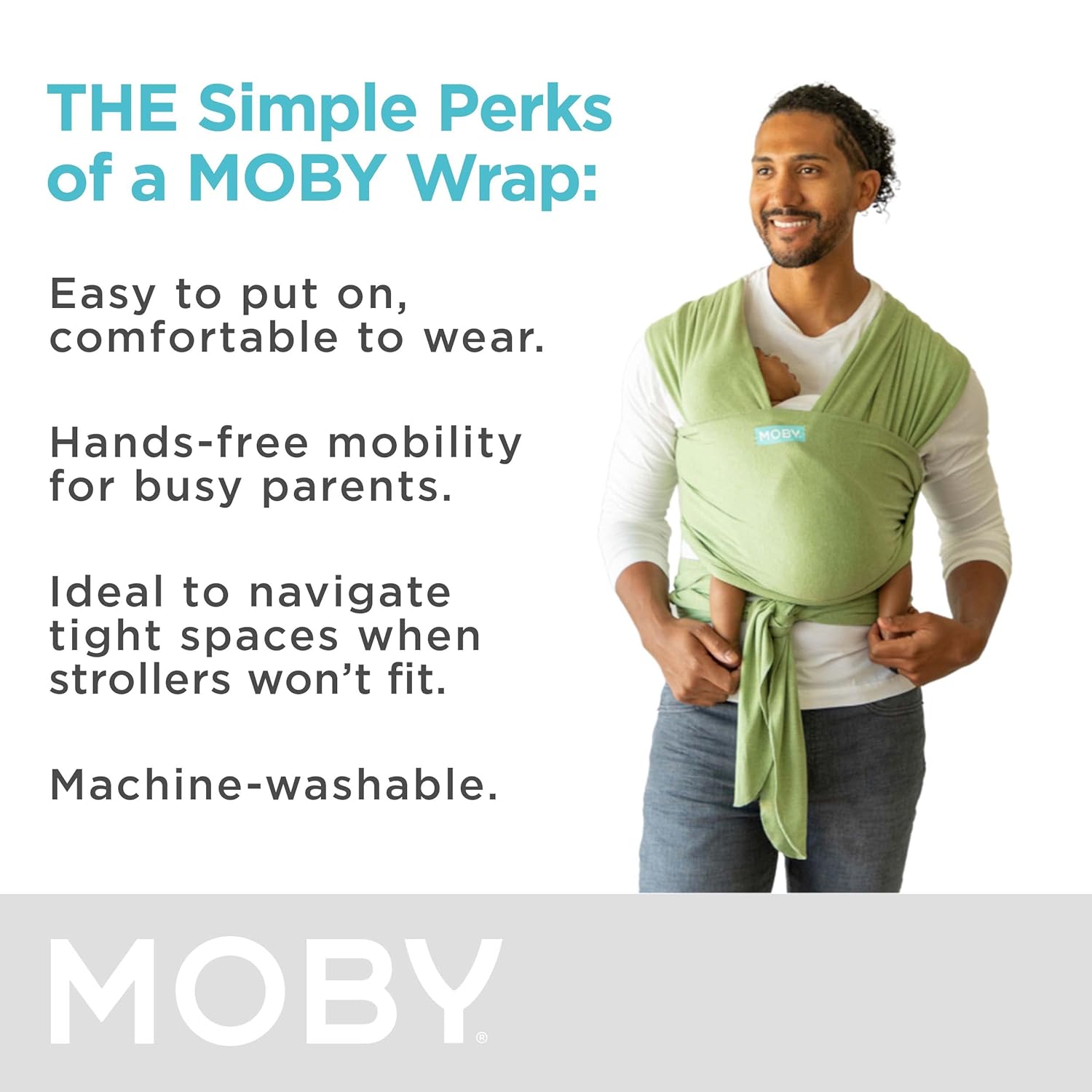 Moby Wrap Baby Carrier Element for Newborns & Infants, Adjustable, Kiwi S441