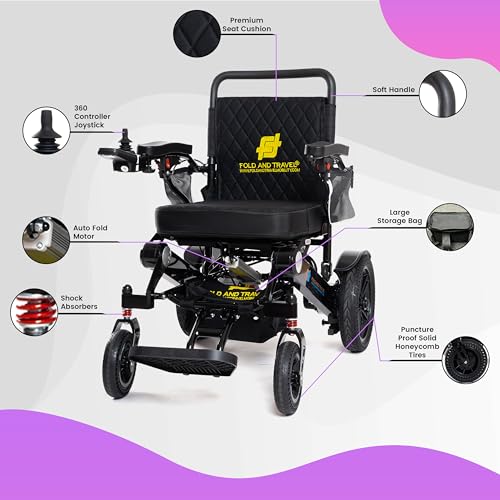 Premium Auto Folding Electric Wheelchair Portable Power Wheel Chair for Adult and Senior, Blue T716