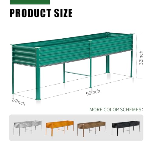 Land Guard Galvanized Raised Garden Bed with Legs, 48×24×32in Metal Elevated Planter Box Z11926