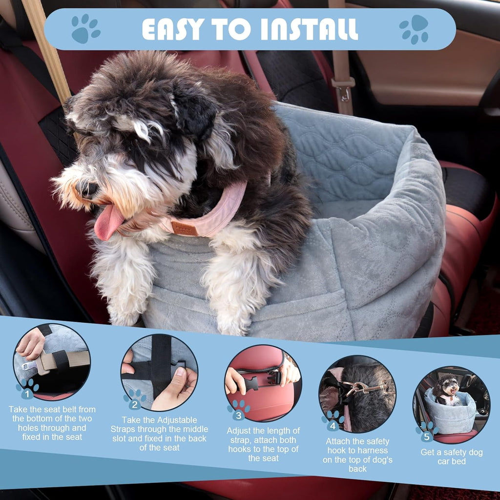 Dog Car Seat for Small Dogs up to 25lbs, Washable Booster Seat with Safety Leash B13567