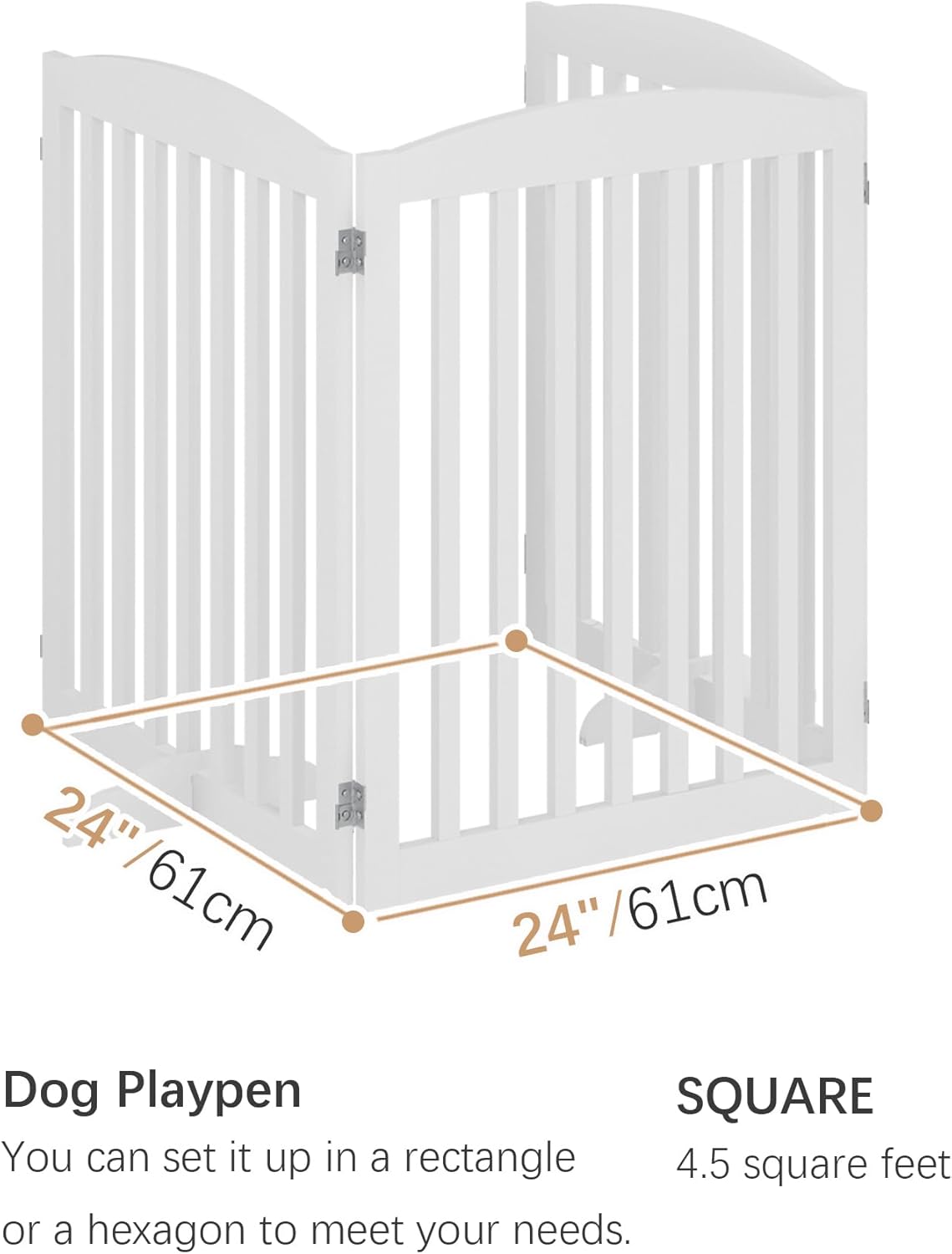 BHG No-Assembly Freestanding Dog Gate, Extended Wide 72" Tall 30" Wooden Pet Gate, White Y475801