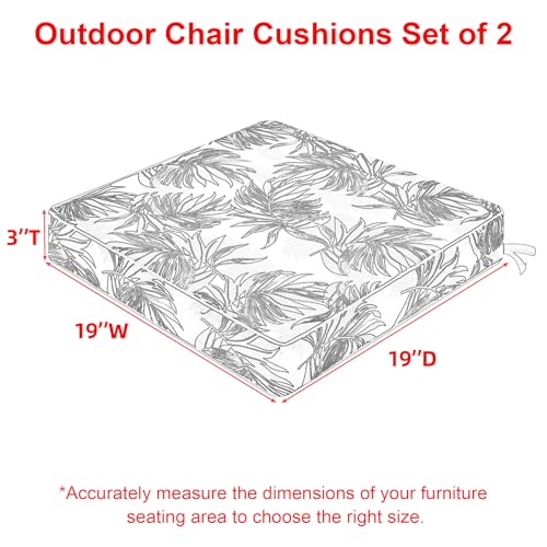 Favoyard Patio Chair Cushions 19 x 19 x 3 Inch Waterproof Outdoor Set of 2, Beige Q67095