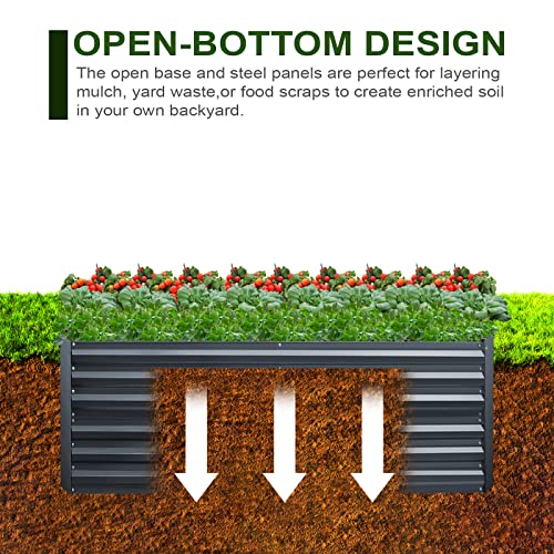 EDOSTORY Metal Raised Garden Bed Kit 8x4x2ft Galvanized Planter Box Outdoor V763
