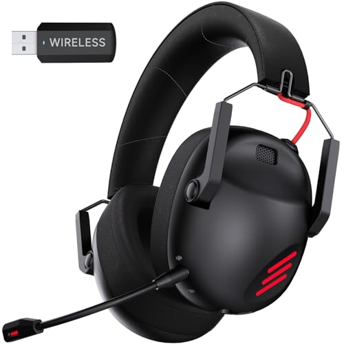 Wireless Gaming Headset with Noise Canceling Mic for PS5, PS4, PC, Switch - Black P129