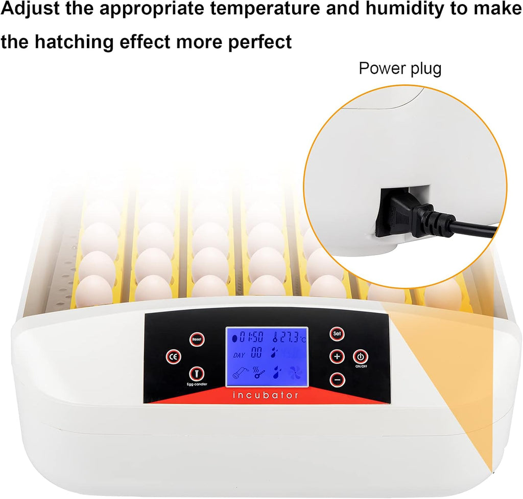 56-Egg Fully Automatic Poultry Incubator with Egg Candler, White M739