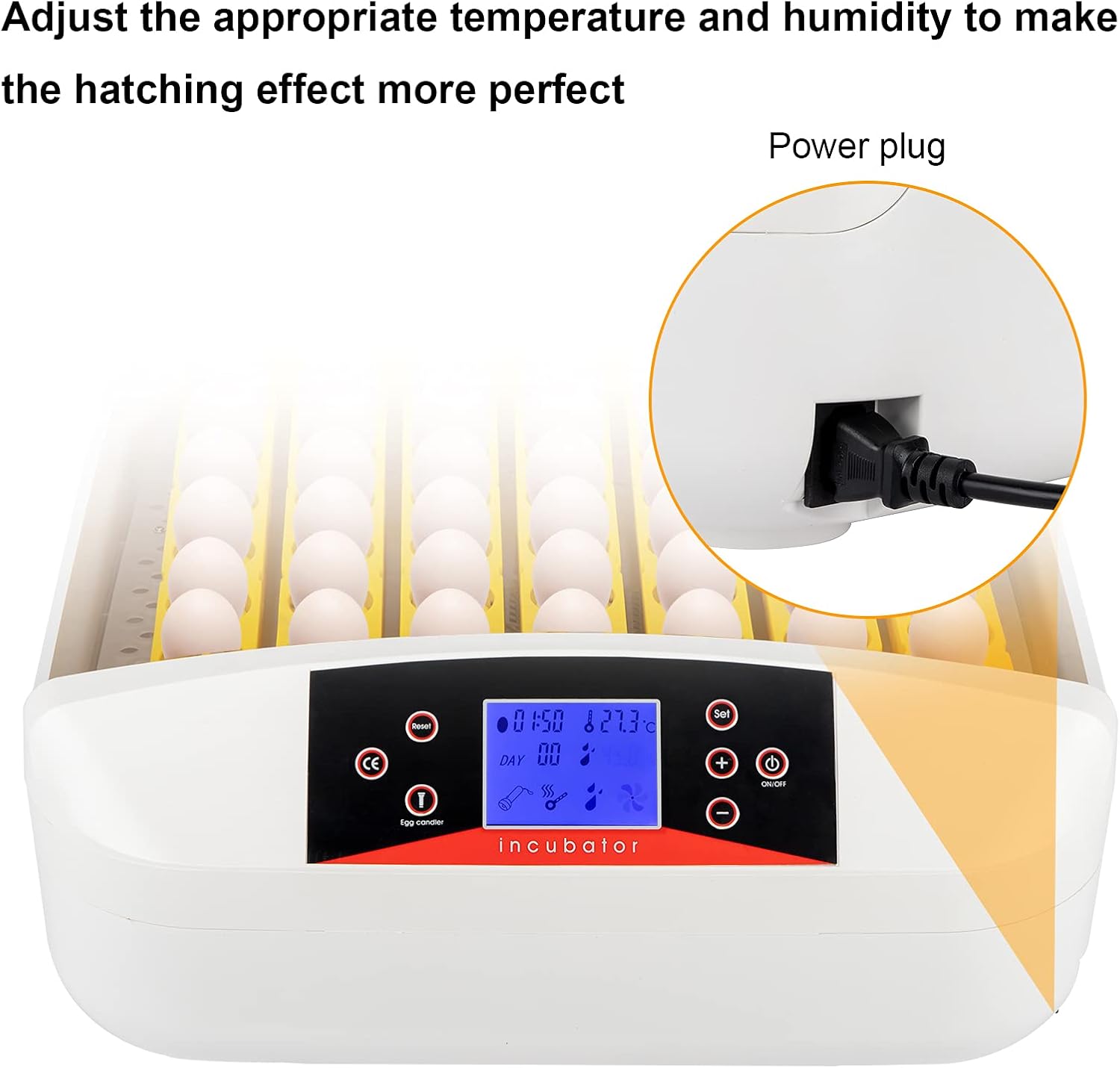 56-Egg Fully Automatic Poultry Incubator with Egg Candler, White M739