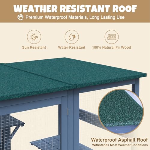 Outdoor Cat Enclosure Large Walk-in Cat Cage with Waterproof Roof P7165
