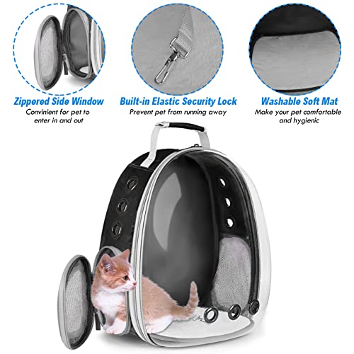 Expandable Cat Carrier Backpack for Small Dogs, Airline Approved, Black C8026