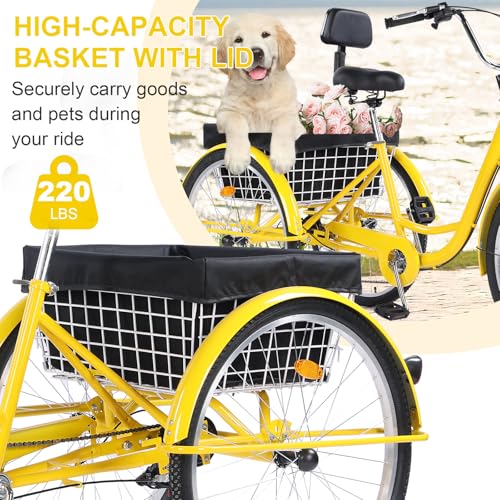 Adult 3-Wheel Tricycle 24/26-Inch 7-Speed with Basket D757