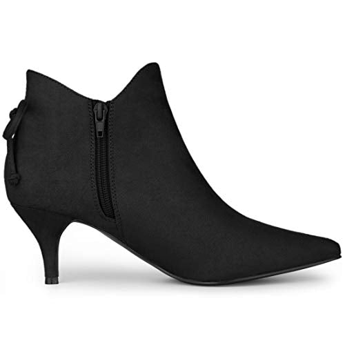 Allegra K Women's Pointed Toe Kitten Heel Ankle Booties D9849