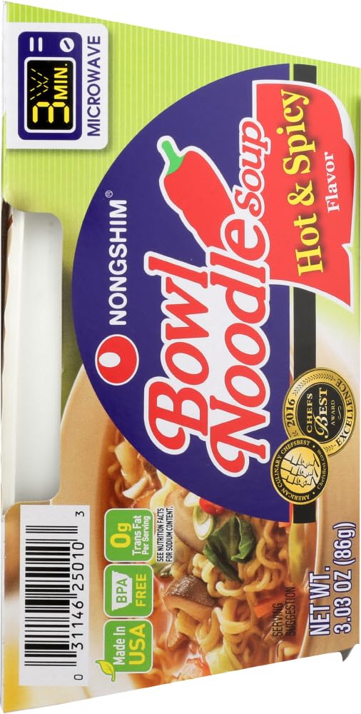 Nongshim Hot & Spicy Flavor Noodle Bowl, 3.03 oz, 2-Pack Q4670