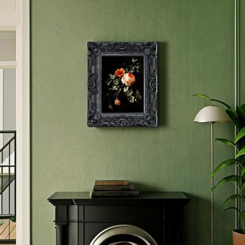Vintage 8x10 Picture Frame Black Gothic Antique Tabletop Wall Hanging Q4235