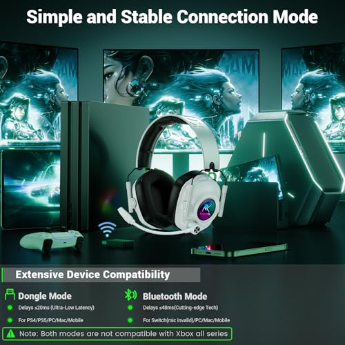 Wireless Gaming Headset with Noise Canceling Mic for PC, PS5, PS4, Switch, Mac B84241