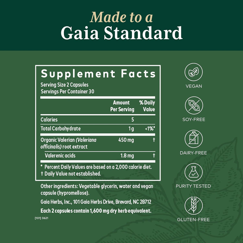 Gaia Herbs Pro Valerian Valerian Root Capsules 60 Vegan Liquid Phyto-Capsules H28104