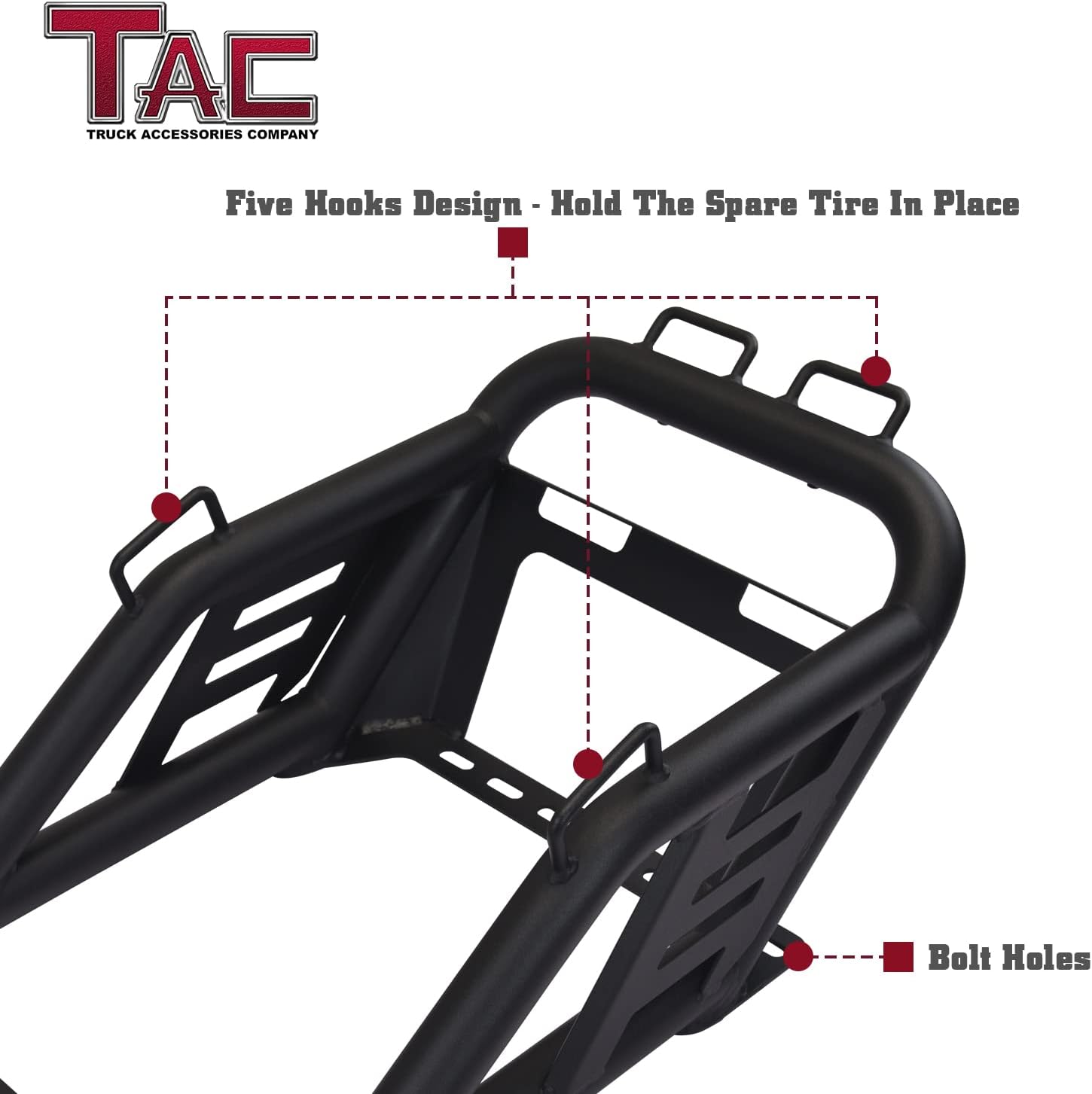 TAC Universal Spare Tire Carrier for 40 inch Truck Bed, Heavy Duty Black K191206