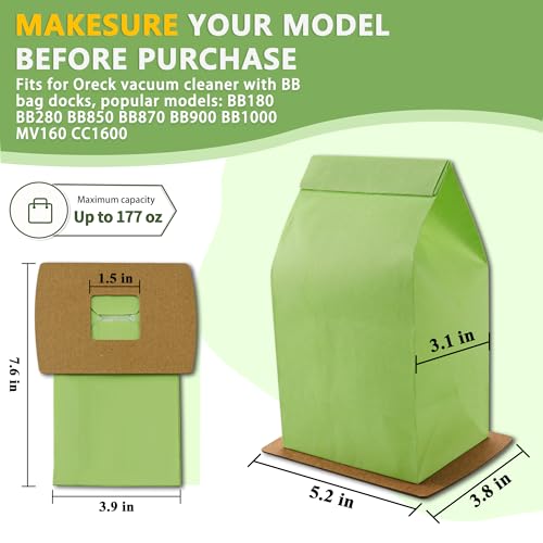 PKBB12DW Type BB Canister Vacuum Bags for Oreck XL Buster B, 10 Pack U83199