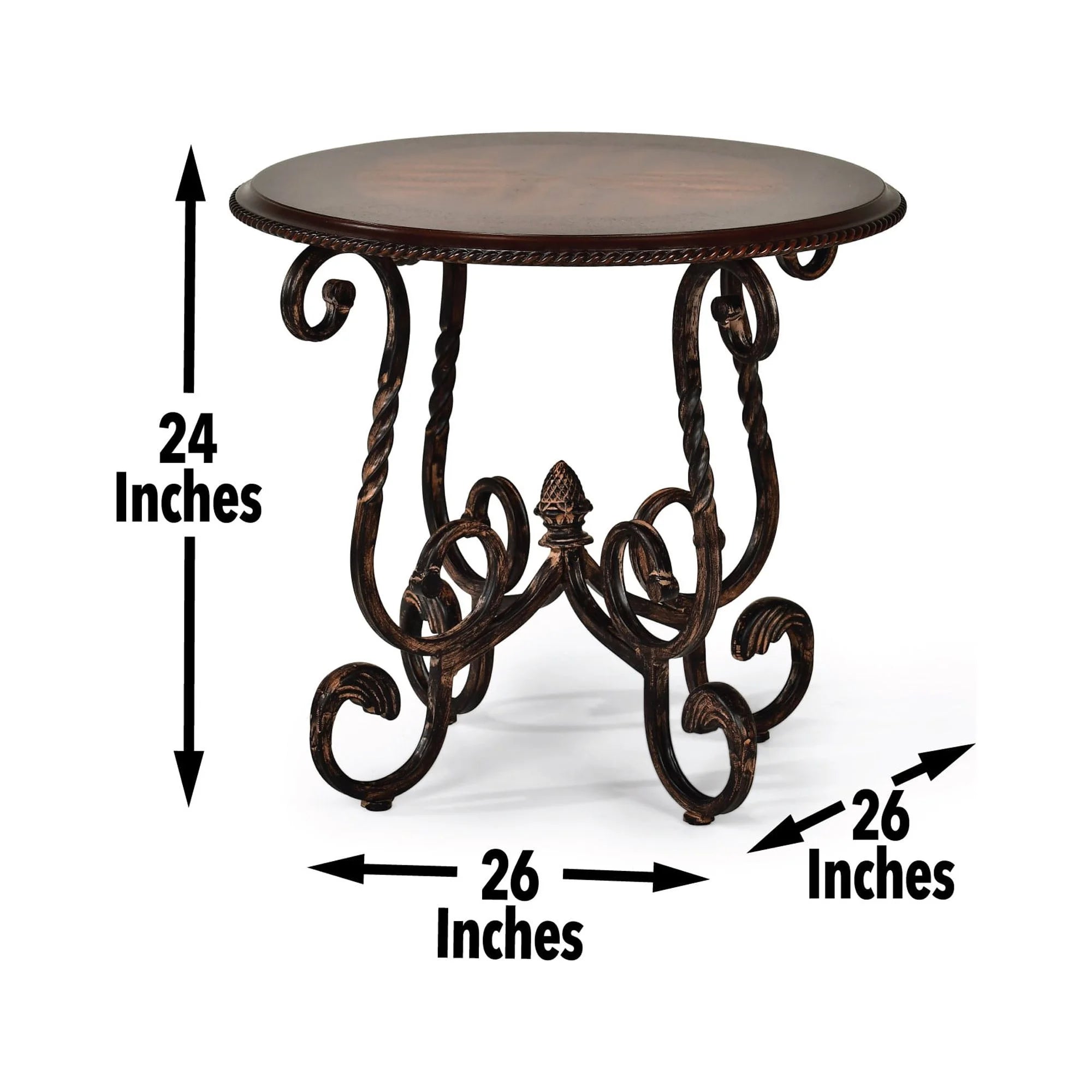 Steve Silver Crowley Round Wood and Metal End Table, Cherry J3081
