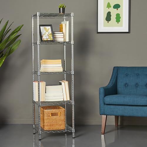 Amazon Basics 3-Shelf Adjustable Steel Wire Rack Storage Shelving, Chrome D243