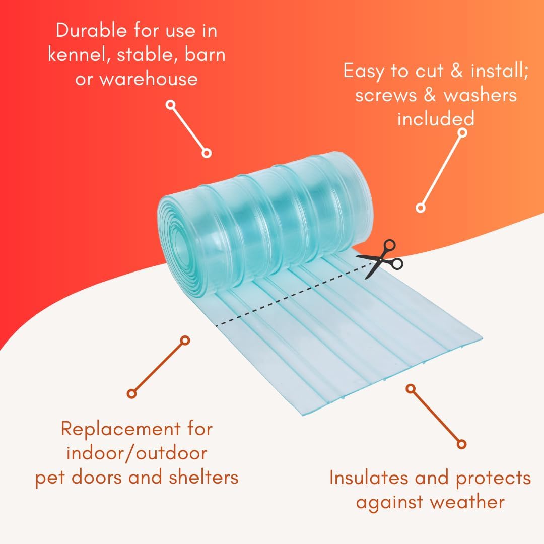 Dog Door Replacement Vinyl Flaps with Hardware for Pet Doors, Dog Houses, Kennels K610379