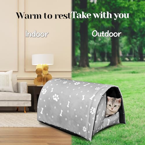 Fhiny Stray Cats Shelter Waterproof Outdoor Cat House Foldable Warm Pet Cave for Winter Black F12955
