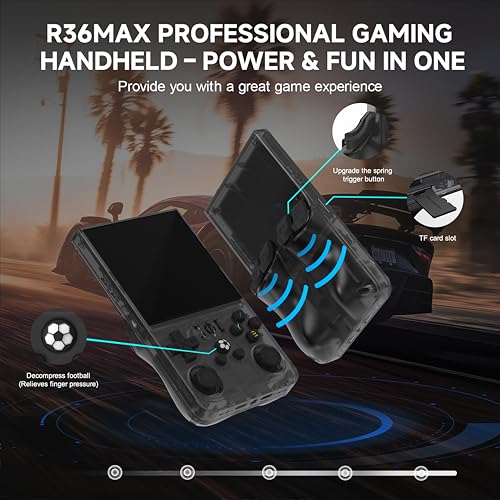 R36MAX Retro Handheld Game Console 128G 18000+ Classic Games Black I874