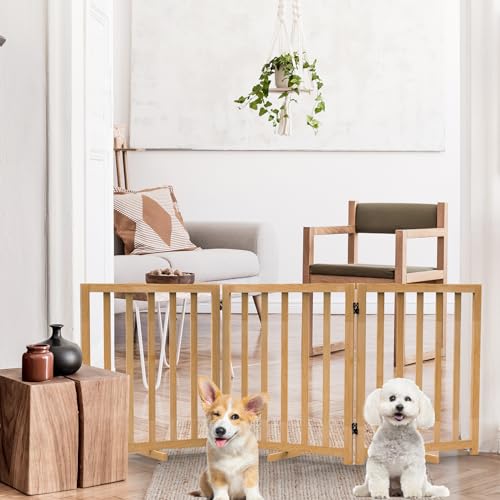 Foldable Dog Gate for Small Dogs, 3-Panel Freestanding Pet Safety Fence L174108