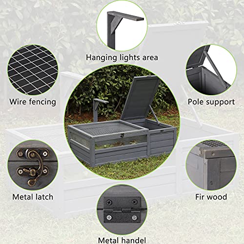 Wooden Tortoise House Large Indoor Enclosure for Small Animals (Grey) T284
