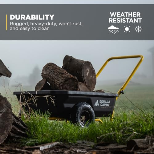 Gorilla Carts GCR-4 Poly Dump Cart, 2-Wheel Garden Wagon, 4 cu ft, 300 lb Capacity R599423