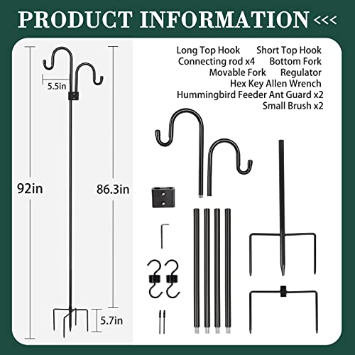 92 Inch Heavy Duty Shepherd Hook for Bird Feeder, Outdoor R64000