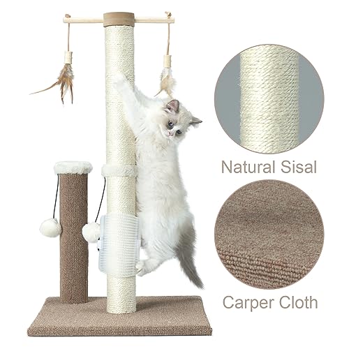 Cat Scratching Post Sisal Vertical Scratcher for Indoor Cats, 26 Inches Beige E240