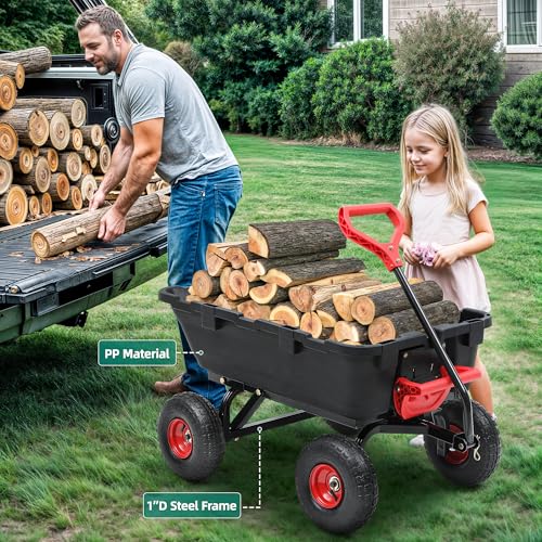 800lbs Garden Dump Cart with 10" Pneumatic Tires J882958