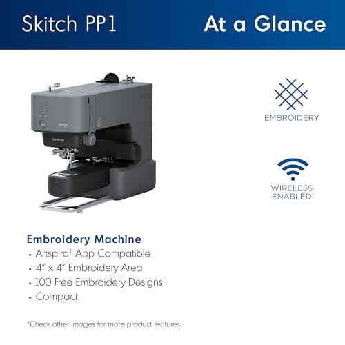 Brother Skitch Single-Needle Embroidery Machine, 4" x 4" Area, Bluetooth E322045