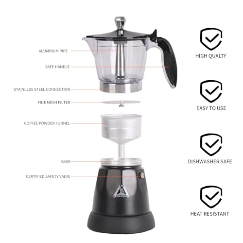 Cuban Coffee Maker 6-Cup Electric Espresso Moka Pot with Detachable Base N992