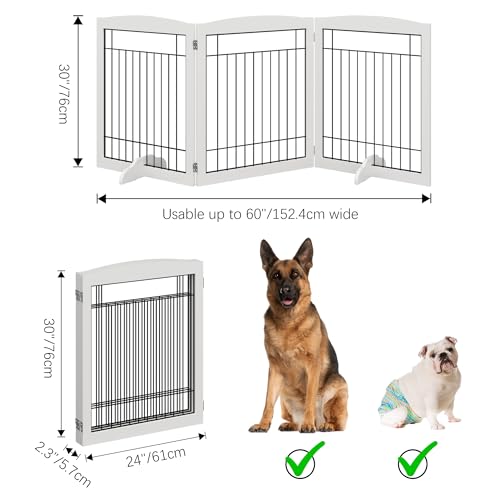 4NM Folding Wooden Dog Gate, Freestanding Accordion Pet Gate, White W759396