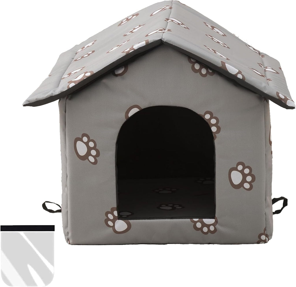 Weatherproof Insulated Cat House for Outdoor Cats (Grey, Large) J164354