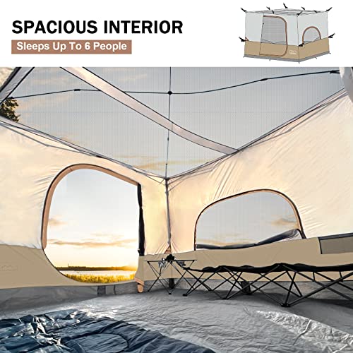 KAMPKEEPER Camping Inner Tent for 10x10 Straight Leg Canopy, Vented Roof, Khaki M60374