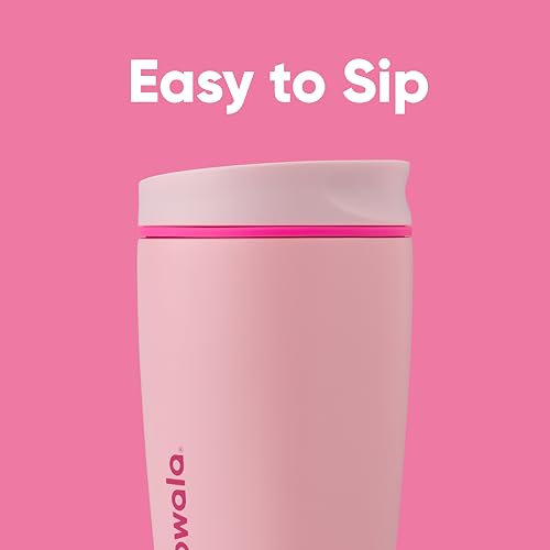 Owala SmoothSip Slider Insulated Stainless Steel Coffee Tumbler 12 oz, Pink E62551