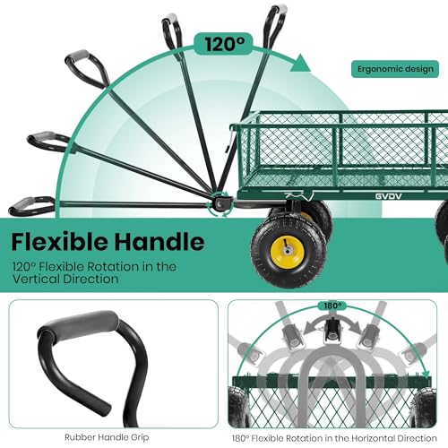 GVDV 660LB Folding Garden Wagon with Removable Sides and All-Terrain Wheels A23843