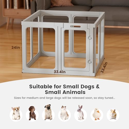 Clear Acrylic Dog Playpen 24" H Indoor Pet Fence for Puppy Small Dog Rabbit Cat R696