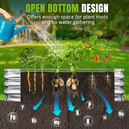 Sponvatt Raised Garden Bed - Galvanized Oval Metal Planter Box, 4x2x1 Ft, Silver C7375