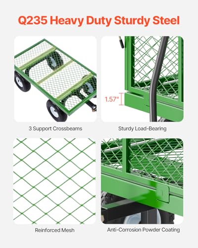 VEVOR 900 Lbs Heavy Duty Steel Garden Cart with 10" Tires and Removable Sides J262