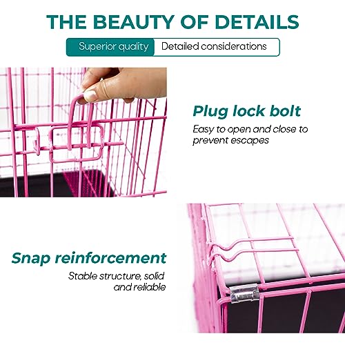 48" Large Foldable Dog Crate Metal Wire Kennel with Double-Door and Leak-Proof Tray Z914432