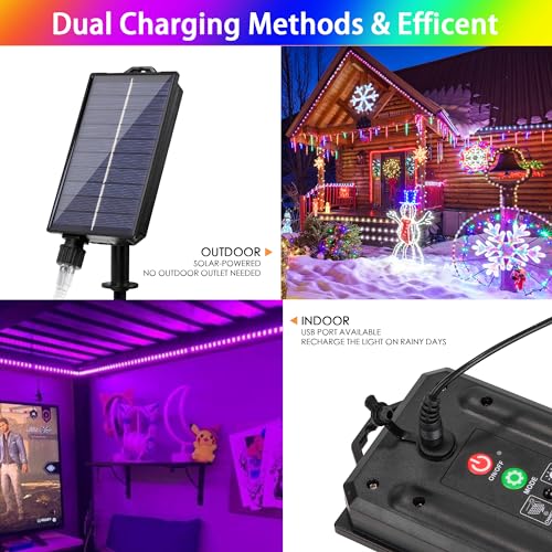 99FT Solar Rope Lights Outdoor Waterproof 300 LED with Remote Control W311