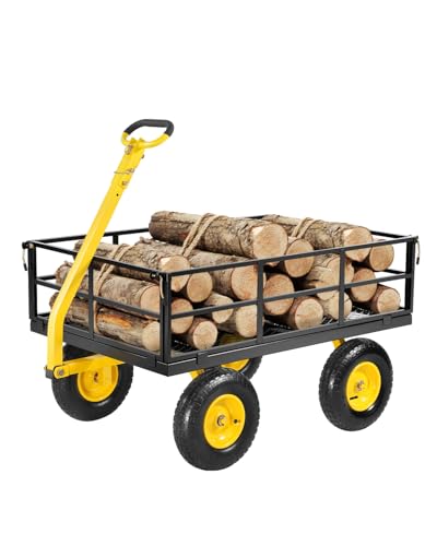 VEVOR 900 Lbs Heavy Duty Steel Garden Cart with 10" Tires and Removable Sides J262